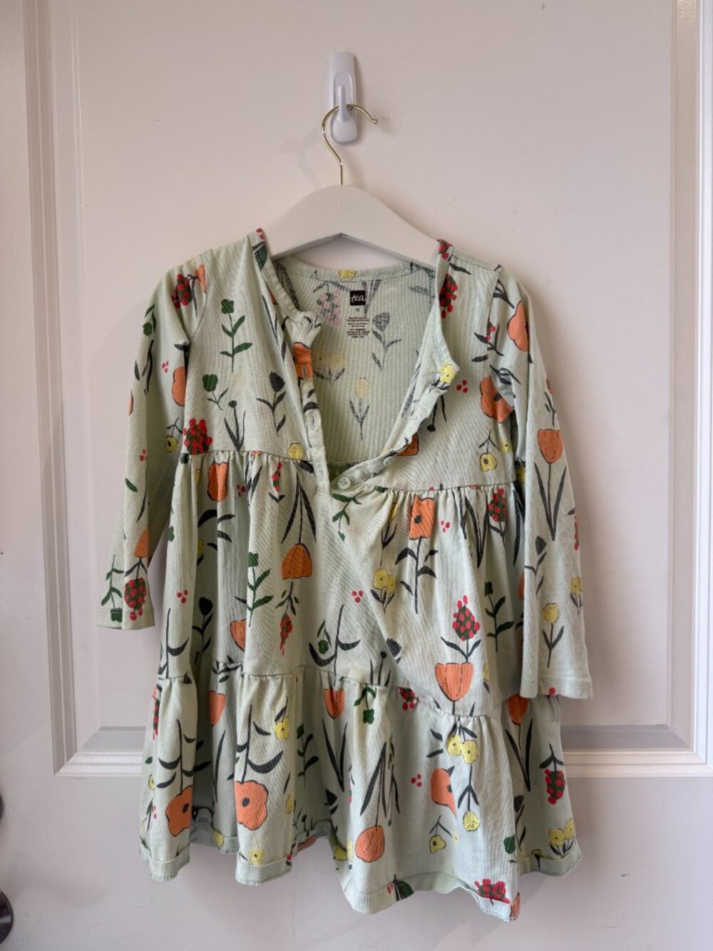 Tea Collection Floral Tiered Long Sleeve Dress